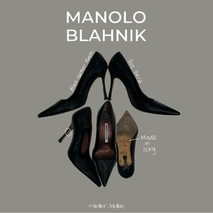 Manolo Blahnik Black Heels Elegant Pointed Toe